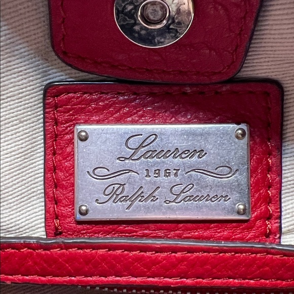 Vintage RL Ralph Lauren RL67 Red leather hobo style shoulder bag Purse Handbag - Picture 12 of 16